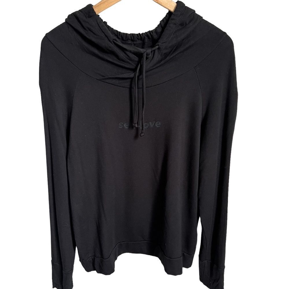 Good hYOUman "Self-Love"  Hoodie size Small Black Pullover Cozy Athleisure Top